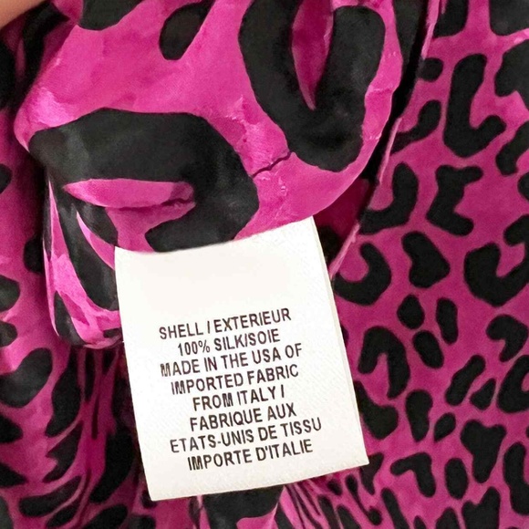 MILLY Leopard Print 100% Silk Fuchsia Blouse - Picture 7 of 8